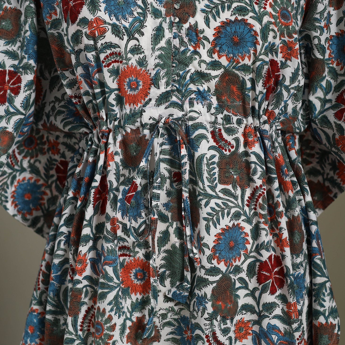 Multicolor Sanganeri Block Print Cotton Kaftan (Medium) 