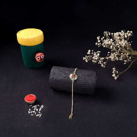 Handcrafted Meenakari Rakhi for Brother with Coir Box 200