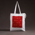 Red - handcrafted ikat patch canvas cotton shoulder bag 12