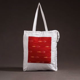 Red - handcrafted ikat patch canvas cotton shoulder bag 12
