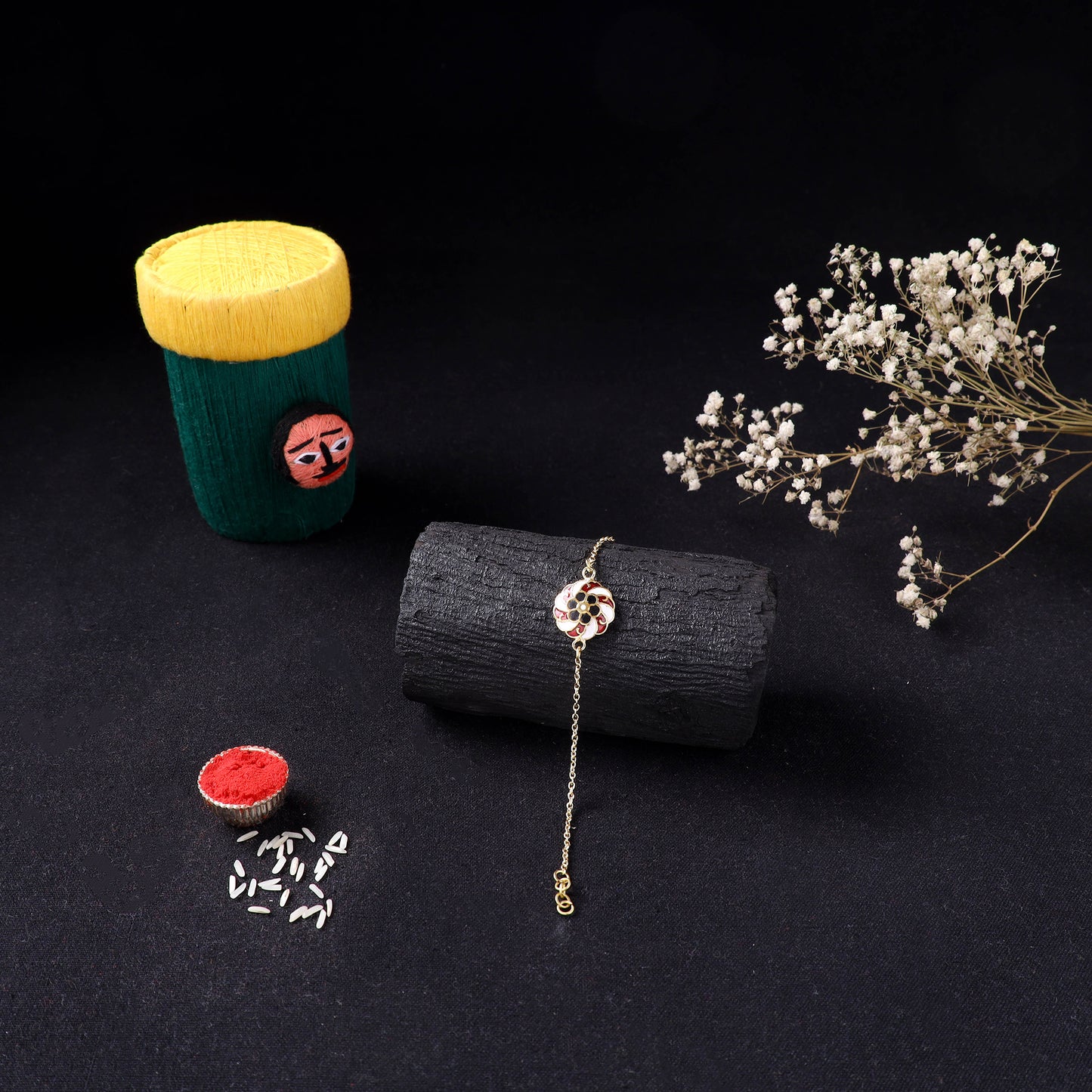 Handcrafted Meenakari Rakhi for Brother with Coir Box 201
