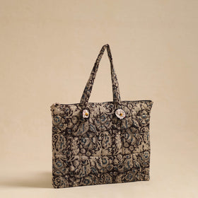 Black Handcrafted Quilted Cotton Hand Bag