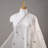 Handloom Silk Cotton Meena Zari Buta White Chanderi Fabric