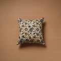 Beige - Hand Block Print Kalamkari Cushion Cover (16 x 16 in) 15