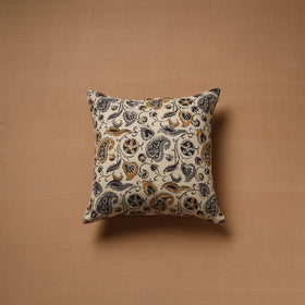 Beige - Hand Block Print Kalamkari Cushion Cover (16 x 16 in) 15