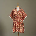 Peach Sanganeri Block Print Cotton Kaftan (Medium) 