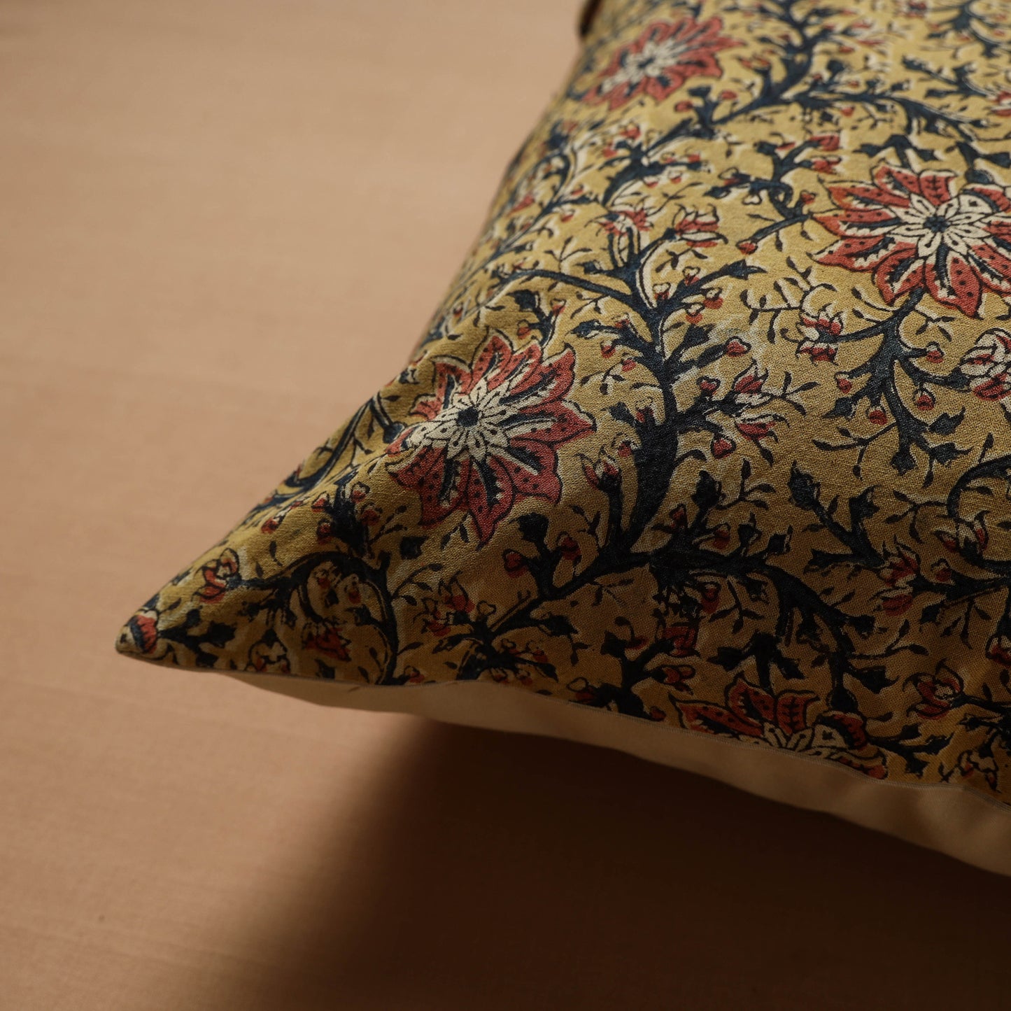 Hand Block Print Kalamkari Cushion Cover (16 x 16 in) 16
