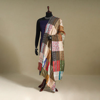 Multicolor - patchwork reversible silk bengal kantha work