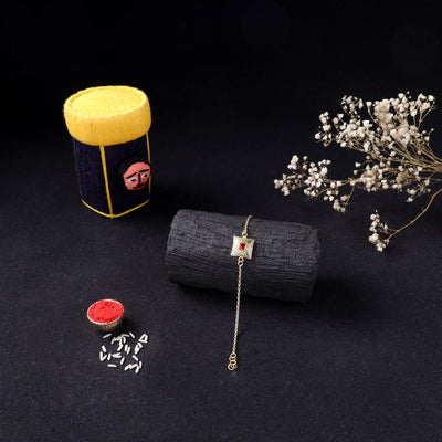 Handcrafted Meenakari Rakhi for Brother with Coir Box 205