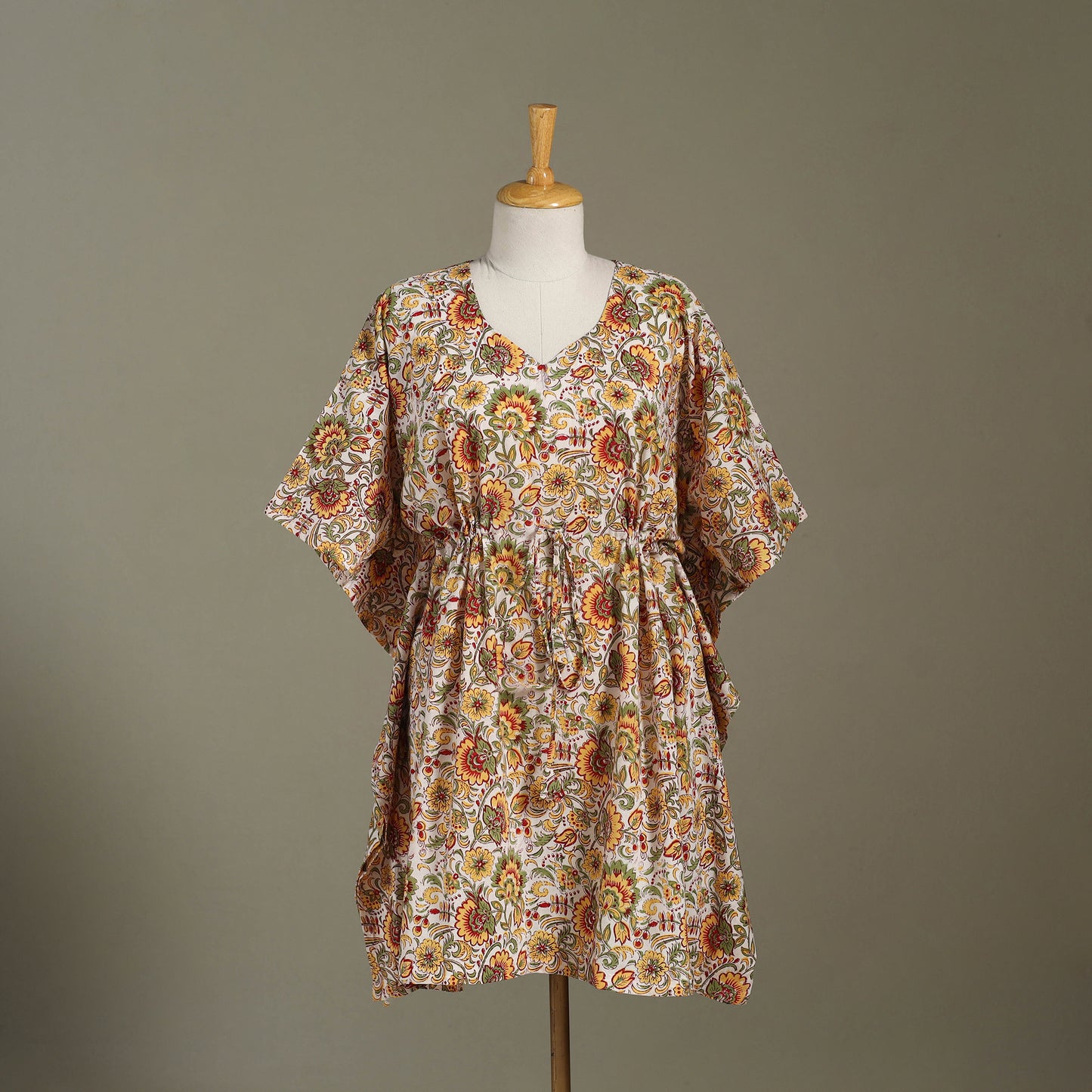 Multicolor Sanganeri Block Print Cotton Kaftan (Medium) 