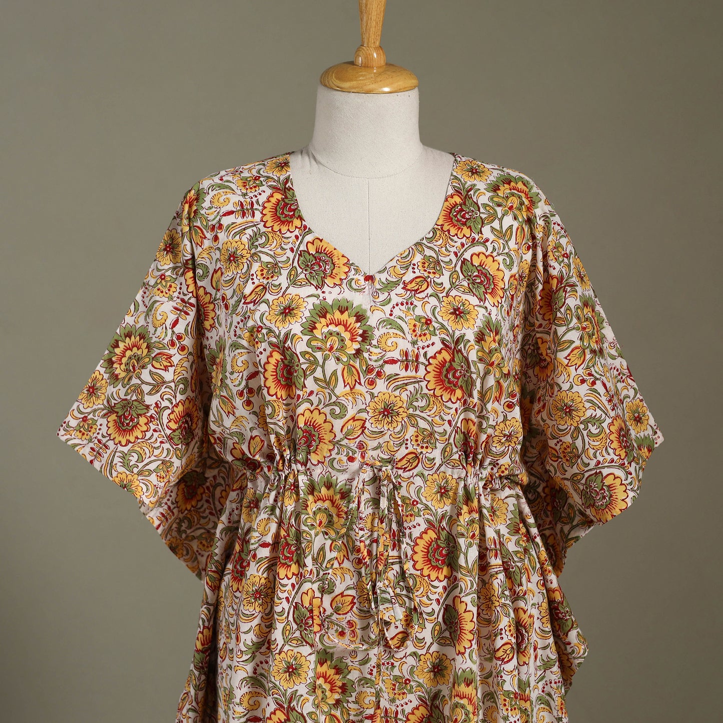 Multicolor Sanganeri Block Print Cotton Kaftan (Medium) 