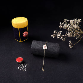 Handcrafted Meenakari Rakhi for Brother with Coir Box 206