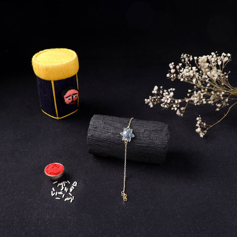 Handcrafted Meenakari Rakhi for Brother with Coir Box 208
