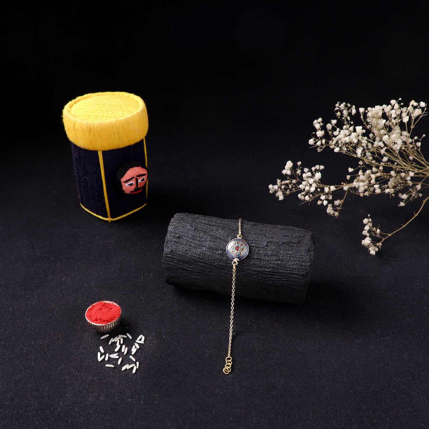 Handcrafted Meenakari Rakhi for Brother with Coir Box 210