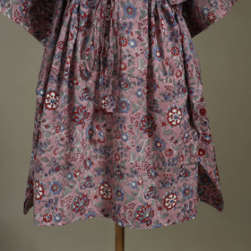 Purple Sanganeri Block Print Cotton Kaftan (Medium) 