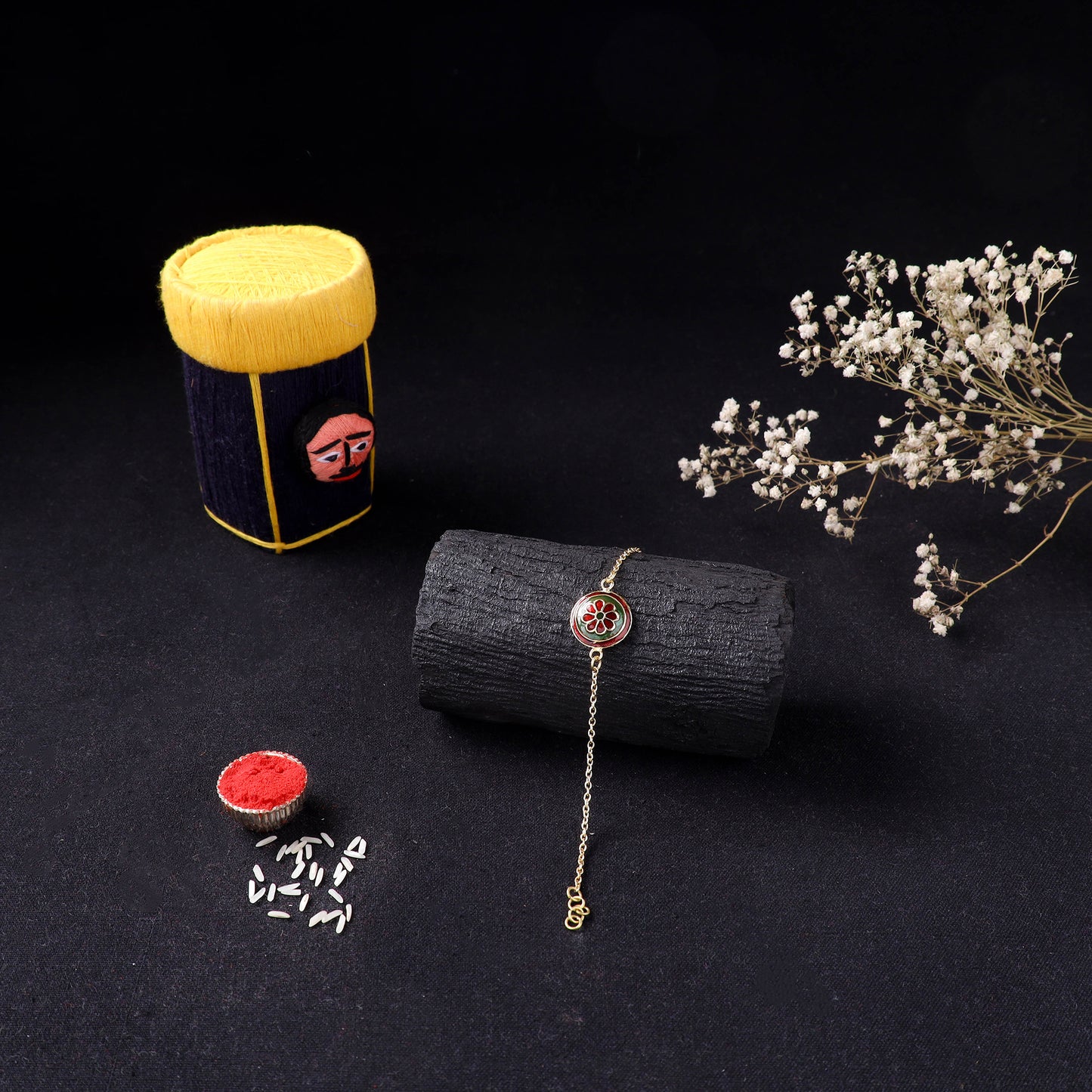 Handcrafted Meenakari Rakhi for Brother with Coir Box 211