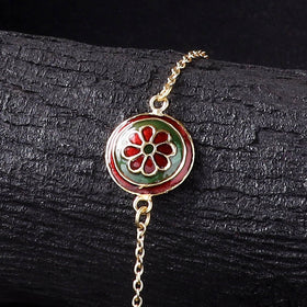 Handcrafted Meenakari Rakhi for Brother with Coir Box 211