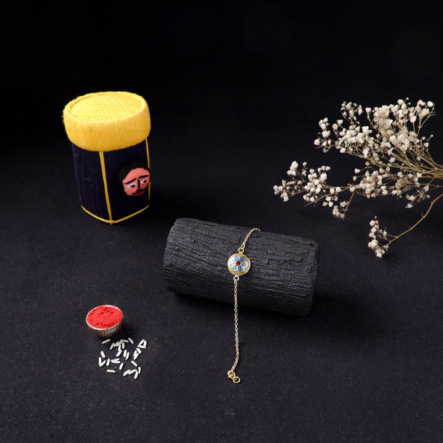 Handcrafted Meenakari Rakhi for Brother with Coir Box 212