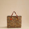  Beige Handcrafted Quilted Cotton Hand Bag
