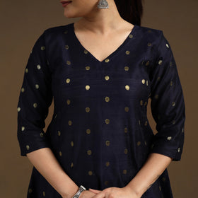 Blue Zari Buti Spun Dupion Silk Kurta Set for Women