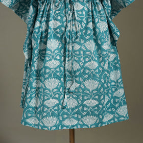 Green Sanganeri Block Print Cotton Kaftan (Medium) 