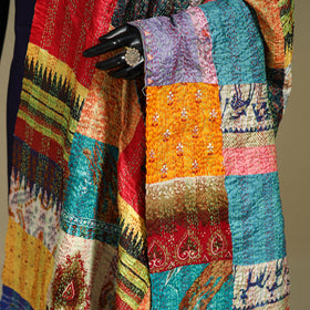 Multicolor - patchwork reversible silk bengal kantha work