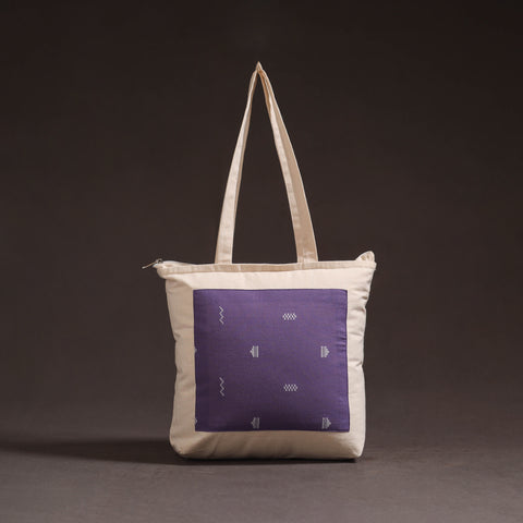 Purple - handcrafted jacquard patch canvas cotton shoulder