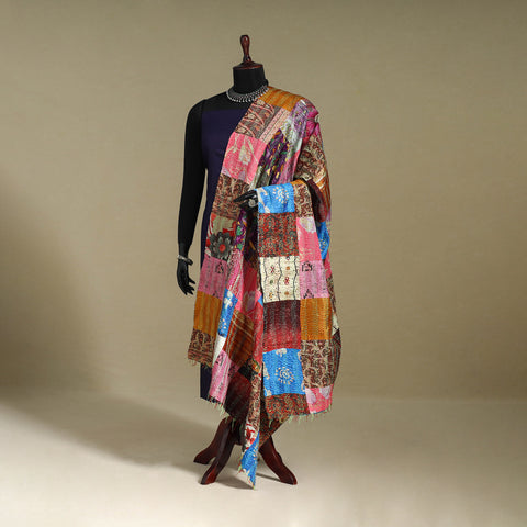 Multicolor - patchwork reversible silk bengal kantha work
