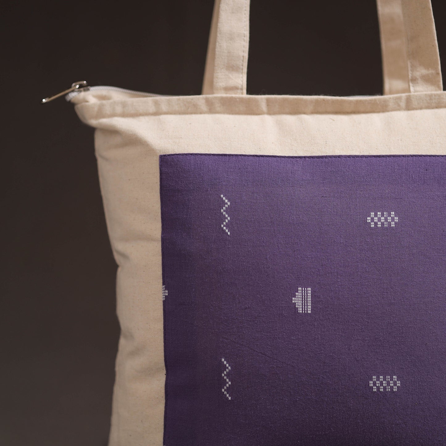 Purple - handcrafted jacquard patch canvas cotton shoulder