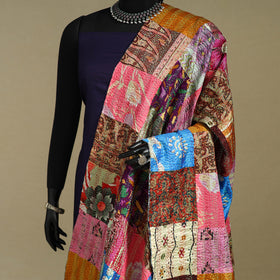 Multicolor - patchwork reversible silk bengal kantha work