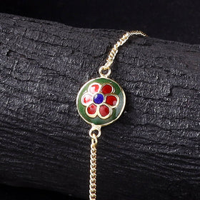 Handcrafted Meenakari Rakhi for Brother with Coir Box 217
