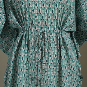 Green Sanganeri Block Print Cotton Kaftan (Medium) 
