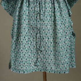 Green Sanganeri Block Print Cotton Kaftan (Medium) 