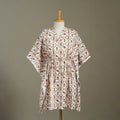 White Sanganeri Block Print Cotton Kaftan (Medium) 