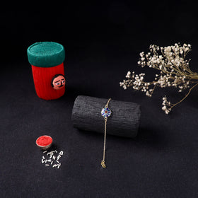 Handcrafted Meenakari Rakhi for Brother with Coir Box 220