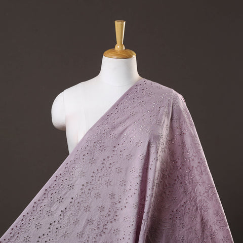  Purple Floral Embroidered Cotton Hakoba Fabric 