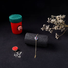 Handcrafted Meenakari Rakhi for Brother with Coir Box 221
