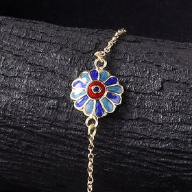 Handcrafted Meenakari Rakhi for Brother with Coir Box 221