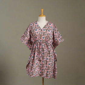 Pink Sanganeri Block Print Cotton Kaftan (Medium) 