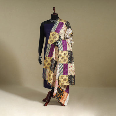 Multicolor - patchwork reversible silk bengal kantha work