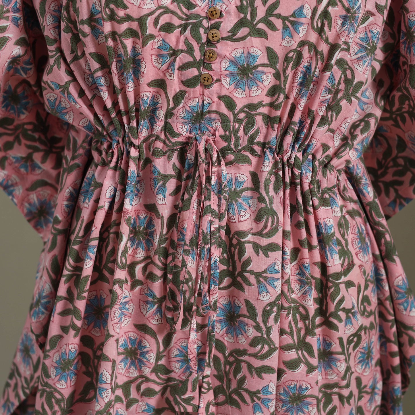 Pink Sanganeri Block Print Cotton Kaftan (Medium) 