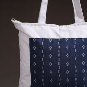 Blue - handcrafted jacquard patch canvas cotton shoulder