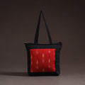 Red - handcrafted ikat patch canvas cotton shoulder bag 25