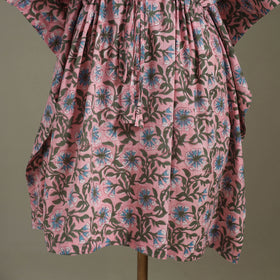 Pink Sanganeri Block Print Cotton Kaftan (Medium) 