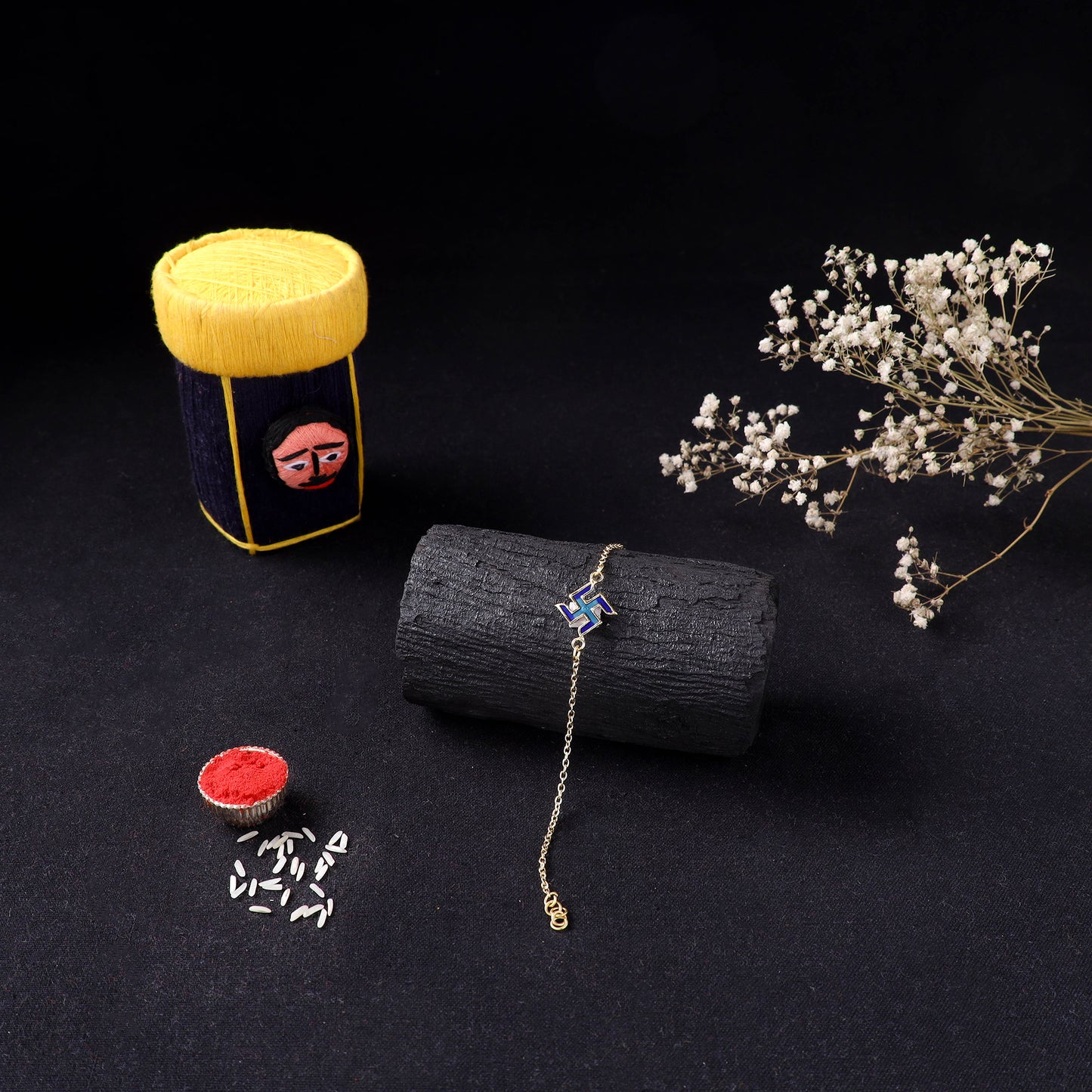 Handcrafted Meenakari Rakhi for Brother with Coir Box 224
