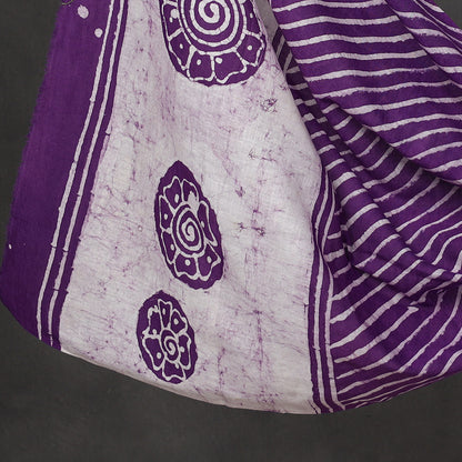 Purple - 3pc Kutch Batik Printed Cotton Suit Material Set 13