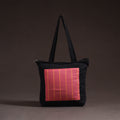 Red - handcrafted jacquard patch canvas cotton shoulder bag