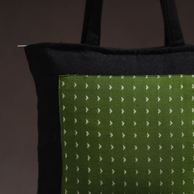 Green - handcrafted jacquard patch canvas cotton shoulder