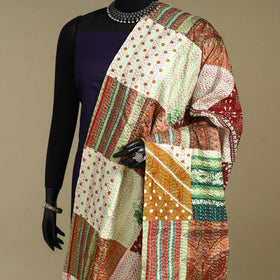 Multicolor - patchwork reversible silk bengal kantha work