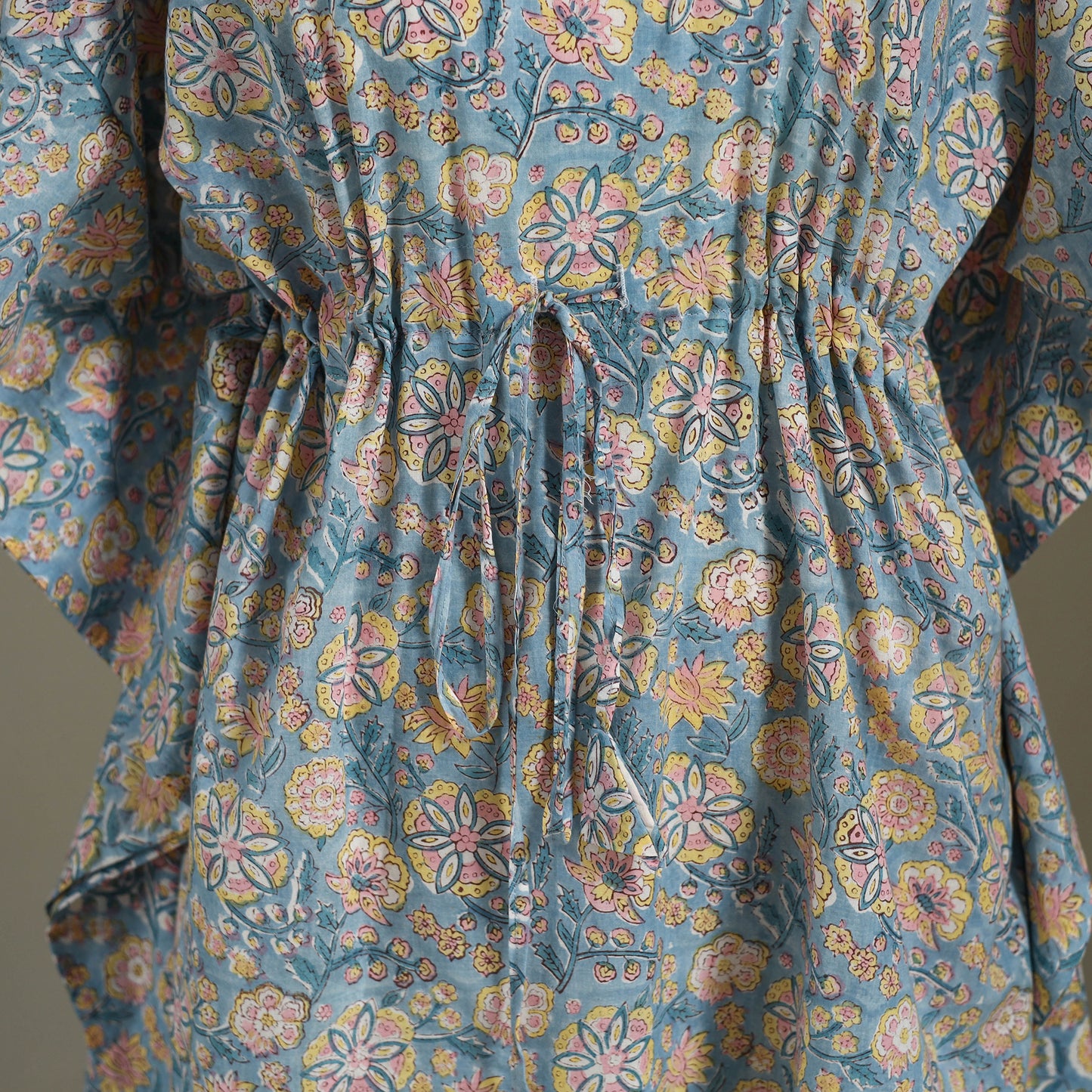 Blue Sanganeri Block Print Cotton Kaftan (Medium) 